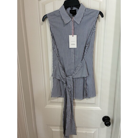 ALEX MARIE  CARLENE Sleeveless Collared Button-up Blouse w/Tie Waist size MEDIUM - Picture 1 of 2